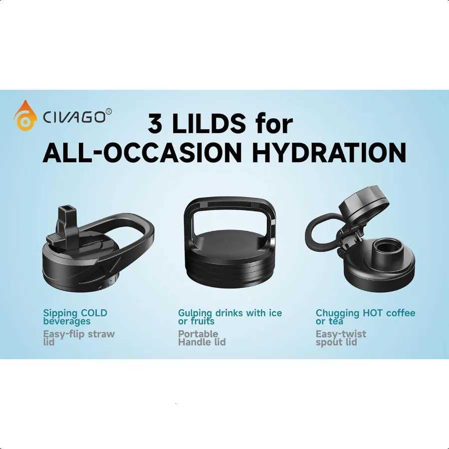 Gallon Insulated Water Bottle Jug with Straw 128 oz Large Stainl Steel Water Flask Big Metal Thermal Mug with 3 Lids for Sports C251114