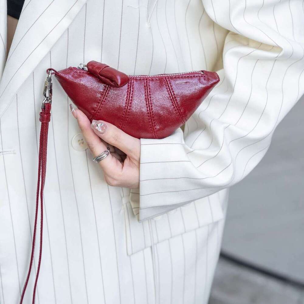 Women's Bags Cowhide Mini Bull Horn Songle Zero Wallet, Neck Hanging Dumpling Bun, Trendy Fashion Mouth, Red Envelope, Earphone Bag