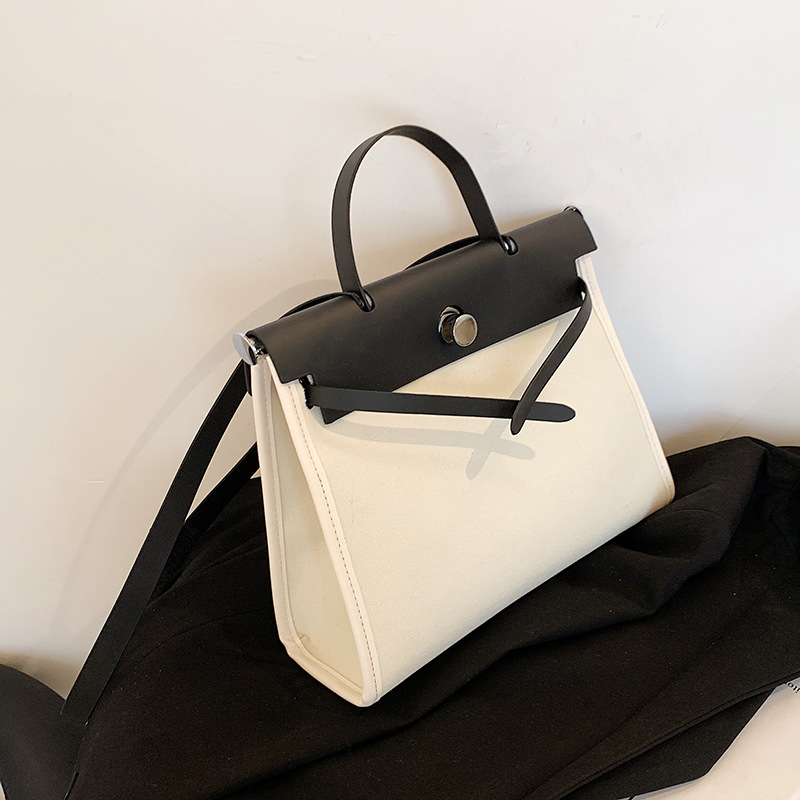 European and American fashion tote bag new canvas women's bag retro briefcase handbag single shoulder and cross body bag