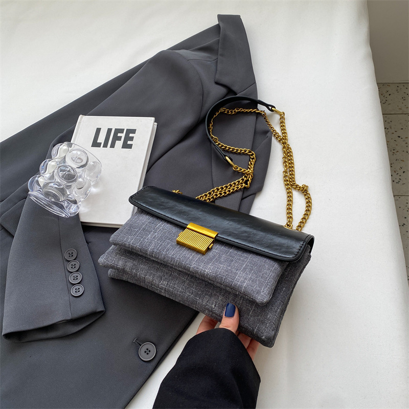 Niche Design Armpit For Women New Korean Retro Contrast Color Chain Shoulder Crossbody Women's Trendy Bag