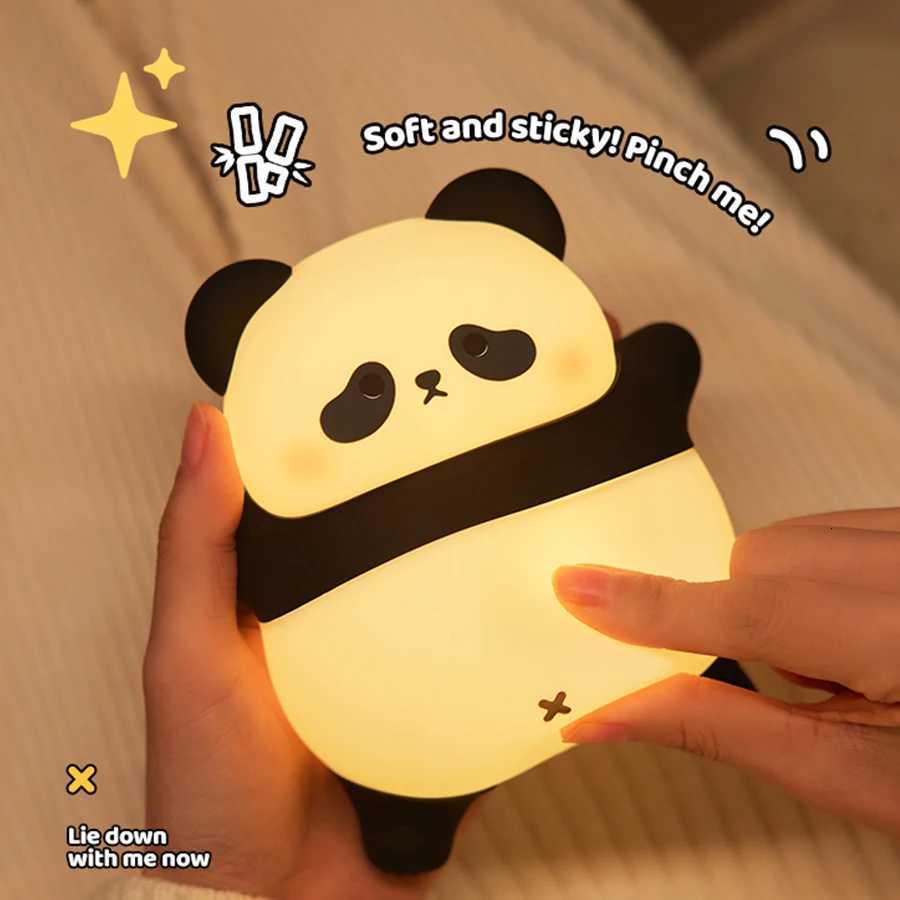 USB Rechargeable LED Night Light Cute Cartoon Panda Silicone Lamp Timing Function Desk Bedside Decor Children Nightlight Gift M251114