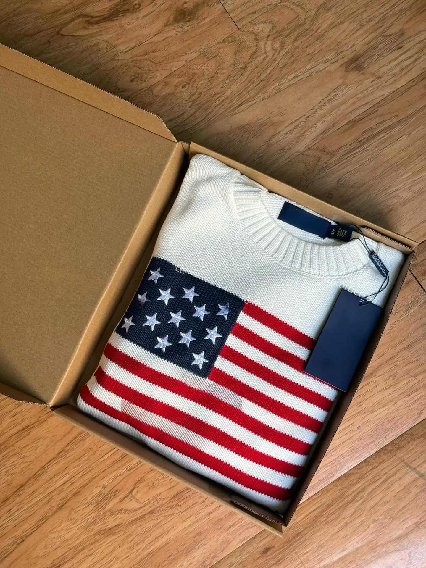 Popular Autumn Winter US Flag Pattern Stripe Pullover Sweater Casual O Neck Contrast Color Knitted Women Sweaters Mens Clothes H251220