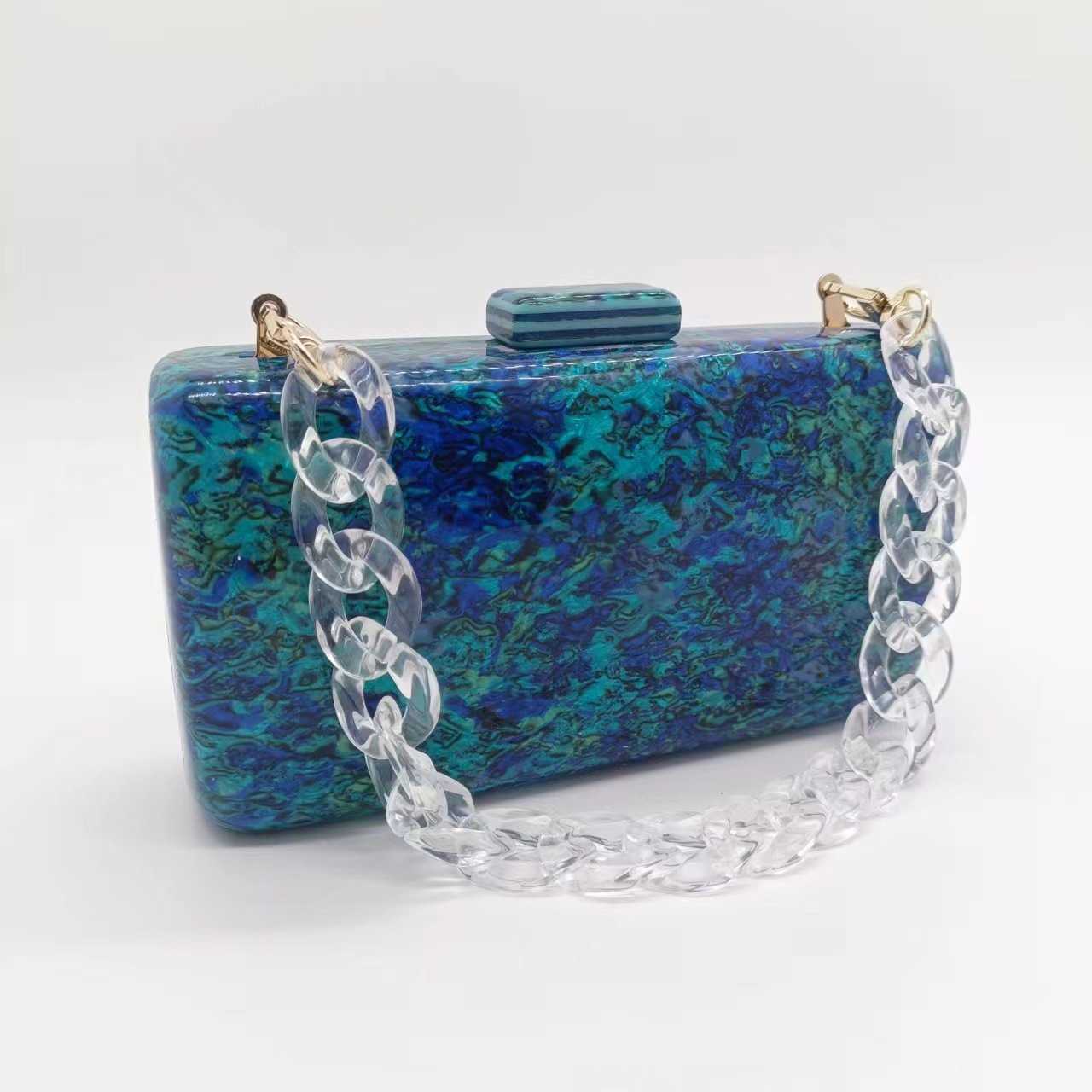 New Acrylic Marble Pattern Evening Bag Handheld Bag Chain Strap Cross Body Bag