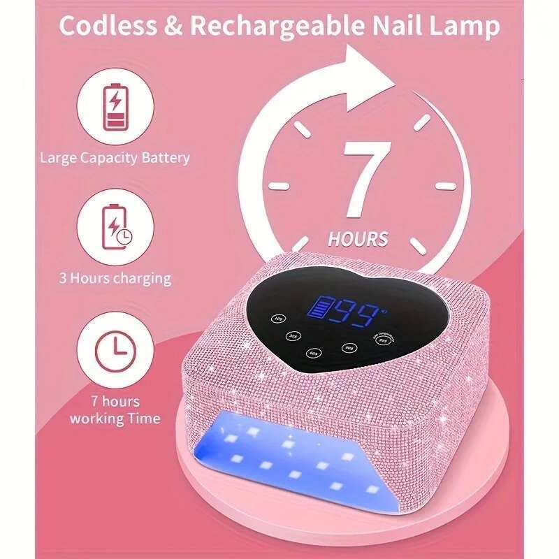 Rechargeable UV LED Lamp Professional Nail Dryer With 30 Beads 5 Timer Settings Touch Control Auto Sensor For Salon & Home