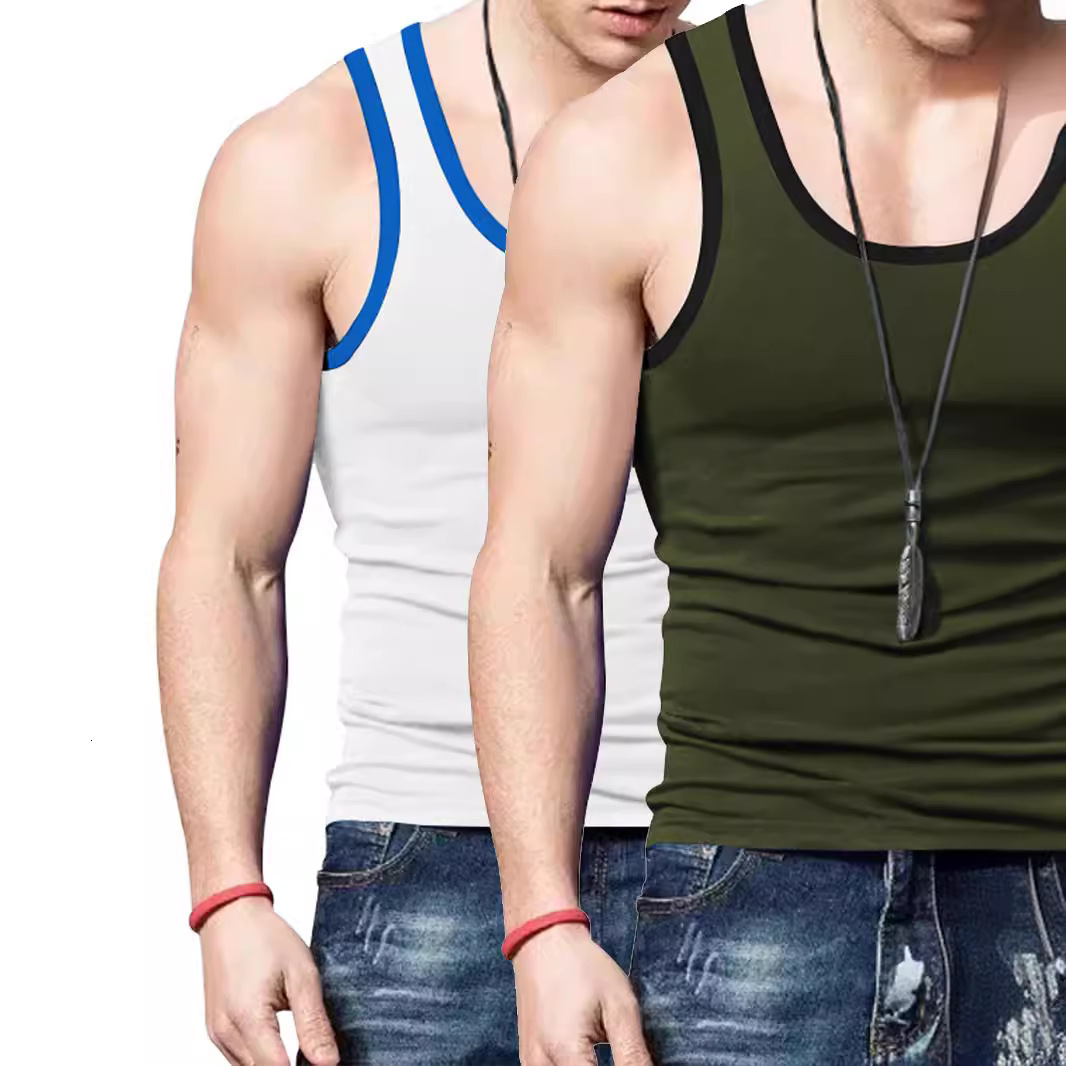 Summer Men's Tank Top Ice Silk Solid Color New Sleeveless Breathable Tight Sports Couple T-shirt Sweetheart/Piece