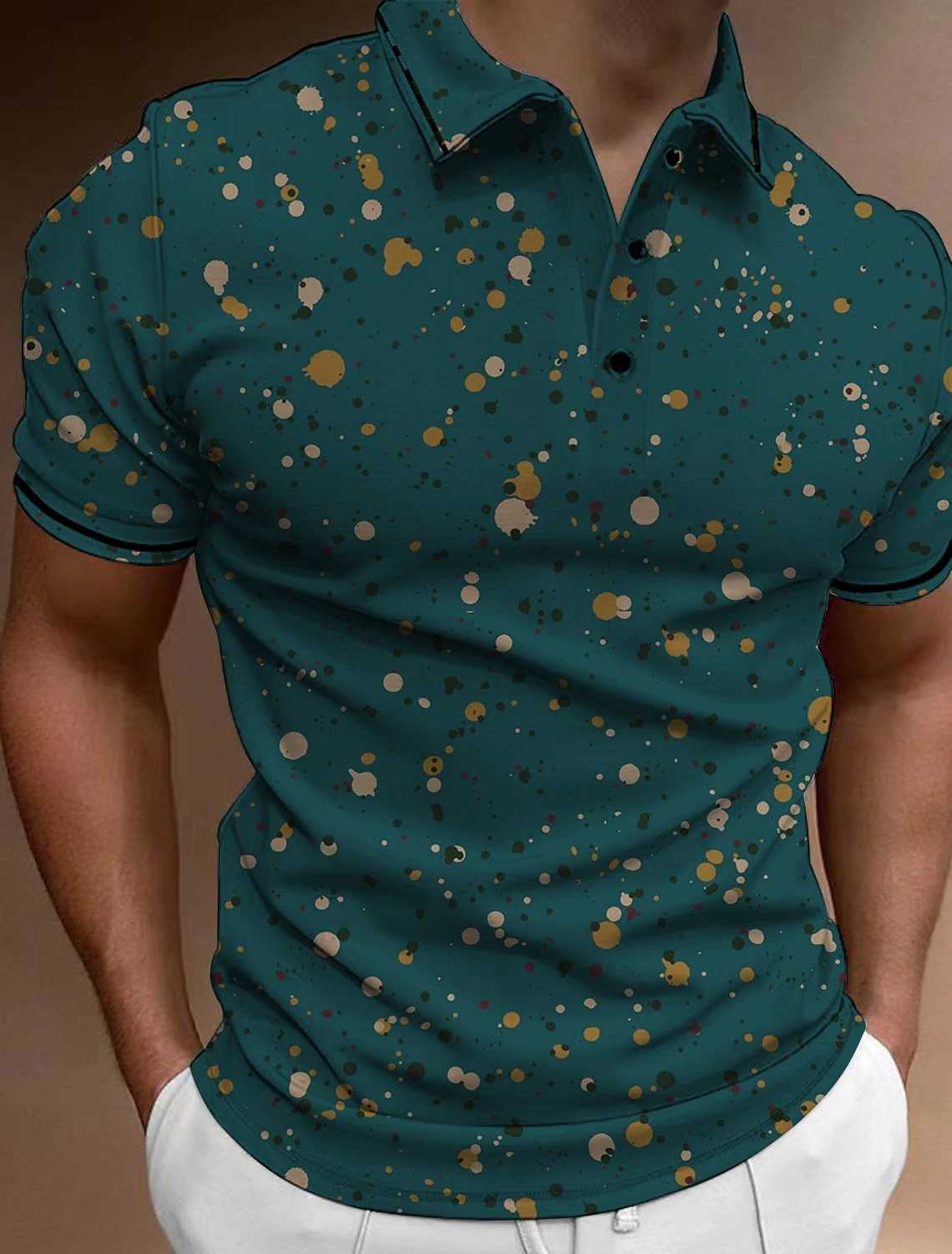 Summer fashion mens button polo shirt casual short sleeved mens polo T-shirt mens street top mens golf clothing W250414