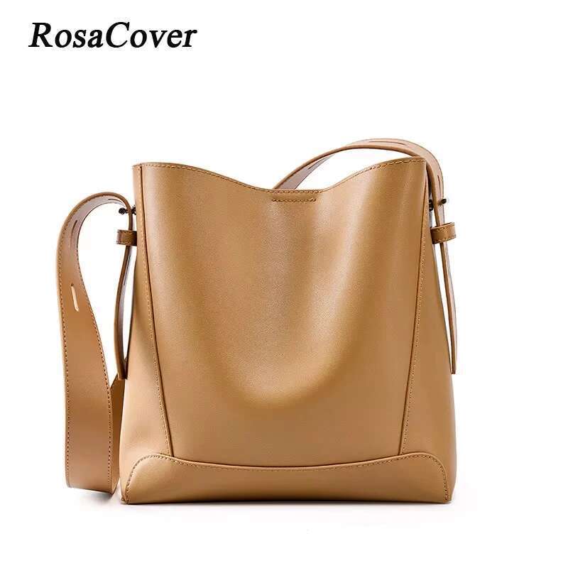 Designer Bag 2025 Ladies' Split Leather Bucket Female Commute Shopping Messenger Bags Adjustable Shoulder Strap Women Casual Handbag Luxury Bag