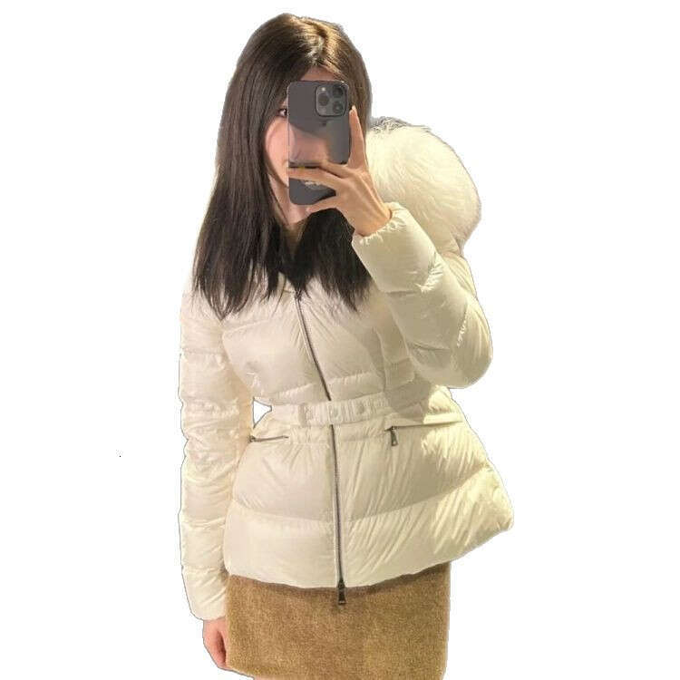 Complete Winter Jacket Fox Duck Down Fur Collar Waist-Cinching Thick Slim-Fit Short Coat Slimming New B2
