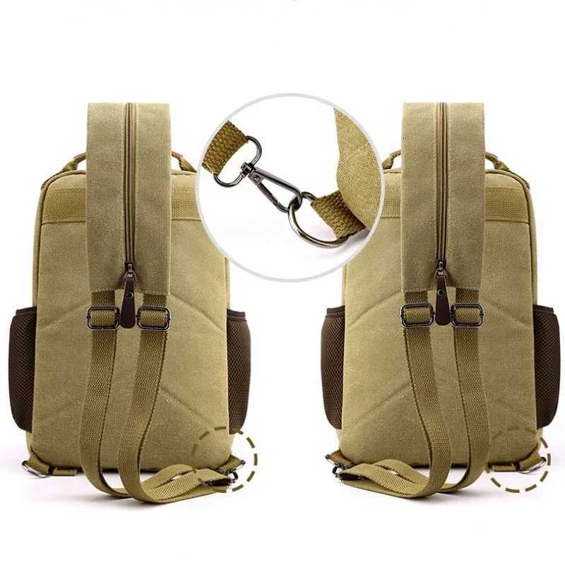 Small Mens Backpack Canvas Casual Backpacks for Men 2025 Mini Male School Bag Rucksack Man Multi-function Crossbody Bag TravelW251113