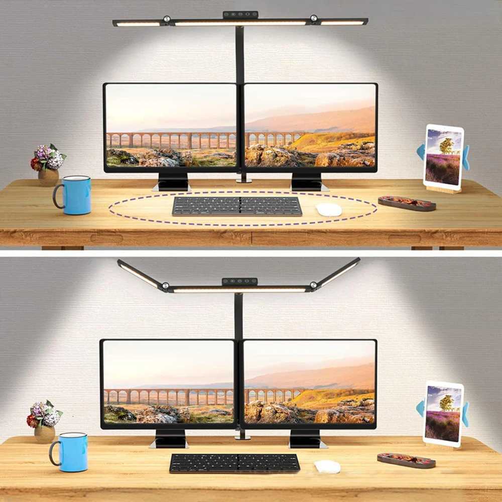 24W Ultra Bright LED Desk Lamp with Clamp 3 Head Automatic Dimming Atmosphere Lighting LED Table Lamps for Office Computer Dest M251114