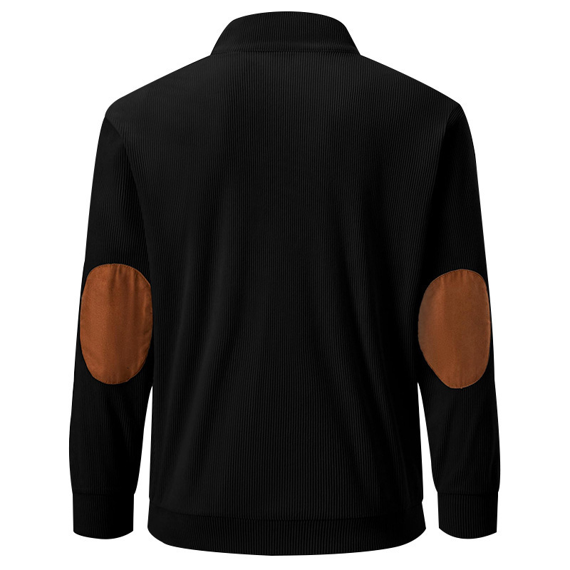 Men's Spring and Autumn Outdoor Corduroy Stand Collar Long Sleeve with Pocket Hoodie Jacket for Men