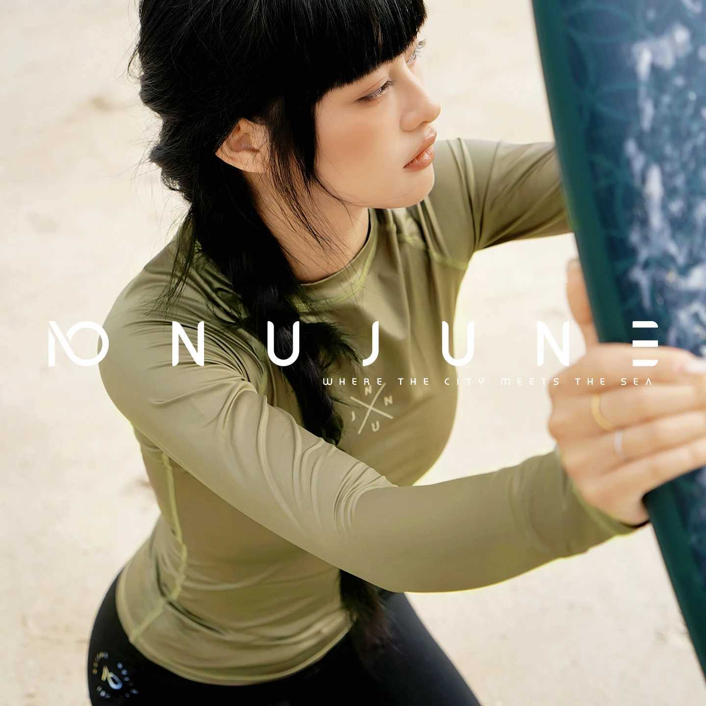 Nu-June Rashguard Women Surf Tops Wear Set Long Sleeve Quick Dry Sportswear Diving Shirts Beach Swimwear for UV ProtectionW251113