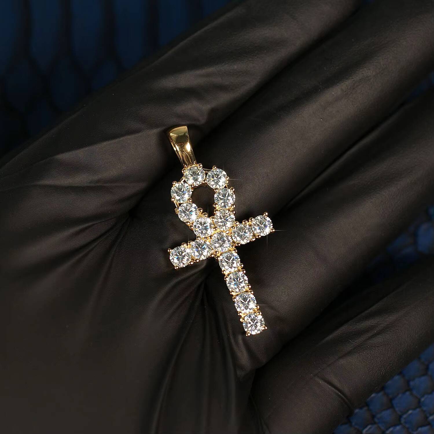 925 Silver Moissanite Cross Pendant Necklace 3mm 4mm 5mm Link Hip Hop Style for Men and Women