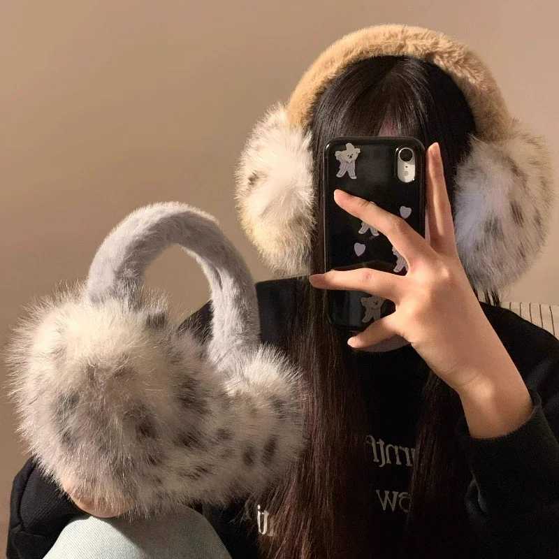 Plush Leopard Print Furry Earmuffs Women Fashion Cute Thicken Earflap Winter Windproof Warm Cycling Multicolor Ear Protection L251114