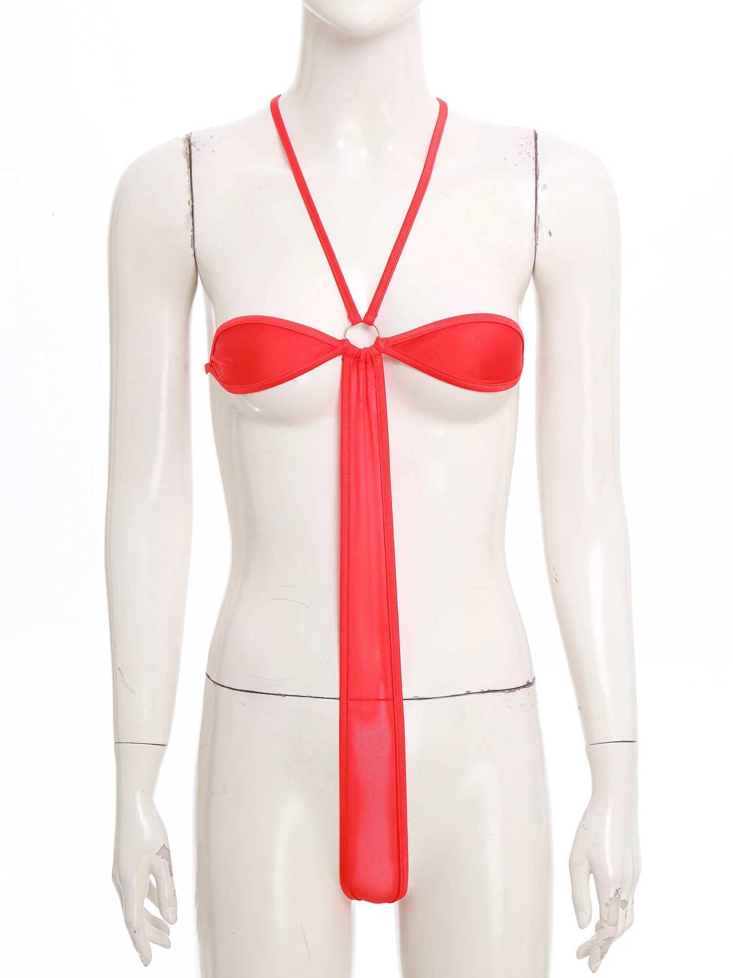 Womens Brazilian Bikini Swimsuit Micro Slingshot One Piece Swimwear Halter Micro Bra O-ring T-back Sheer Mesh Bodysuit UnderwearW251113