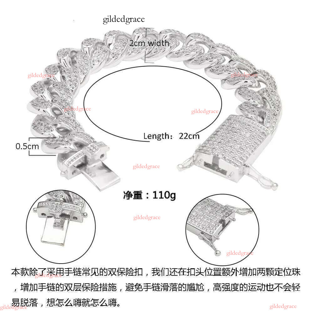 Designer Bracelet Jewelry Chain Necklace Pass The Tester 6mm~21mm Wide Gold Sterg Sier D Color VVS Moissanite Dia Cuban k Men choker goo