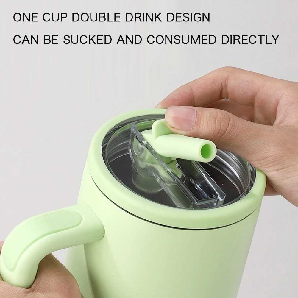 40oz Thermal Mug With Handle Insulated Long Straw Tumbler With Lids 304 Stainless Steel Coffee Tumbler Termos Cup for Travel Mug C251114