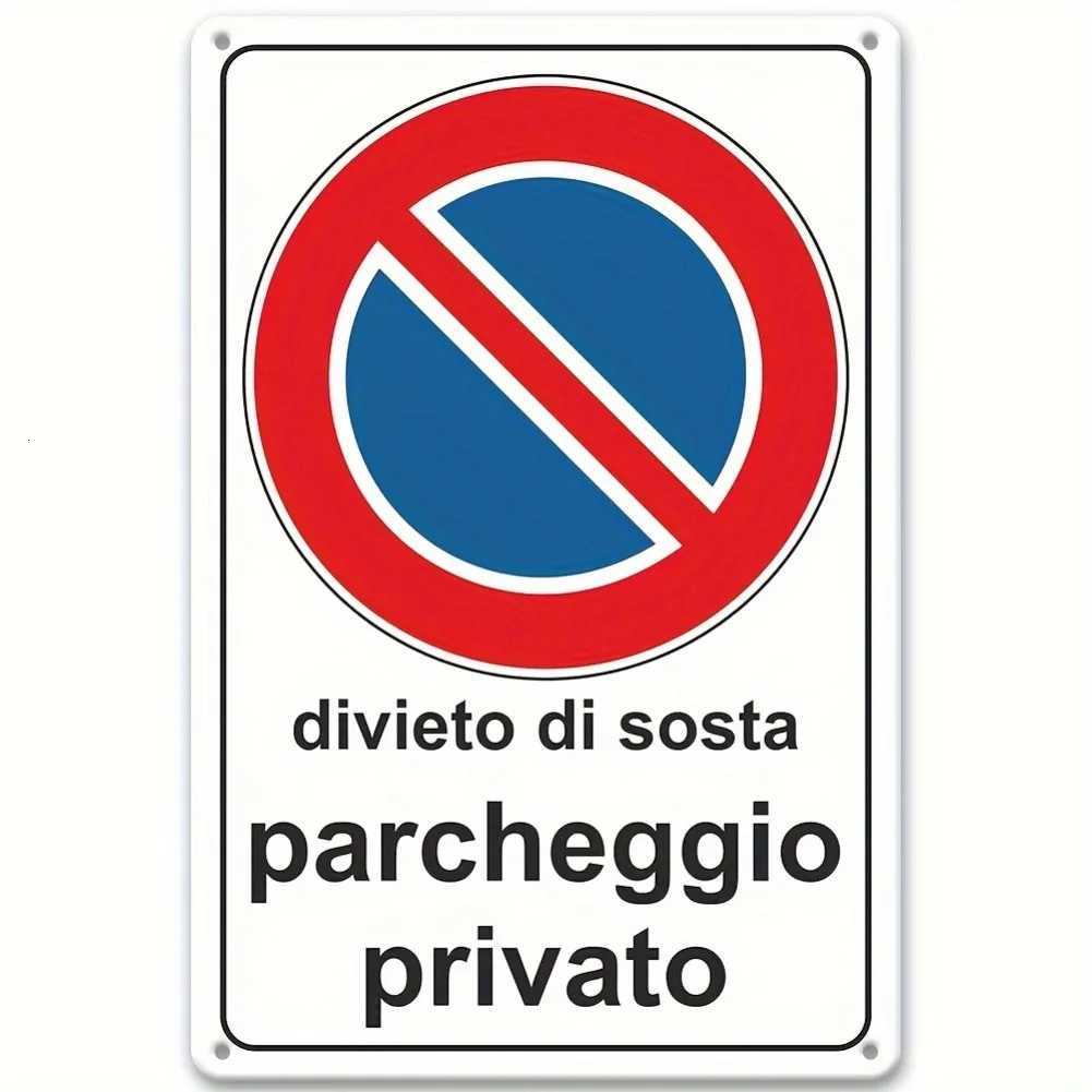 Private Parking Prohibition Sign - Heavy-Duty Metal No Trespassing Notice with Red Circle Design Easy to Hang Outdoor/IndoorM251114
