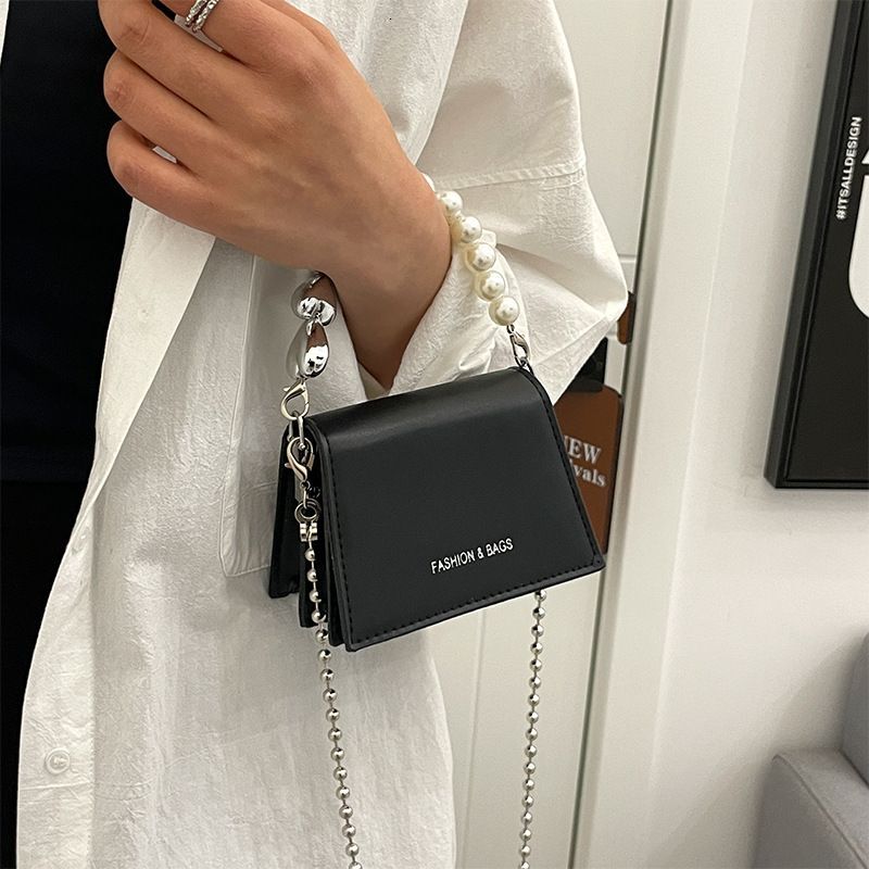 New Popular Fragrant Pearl Handbag Women's Single Shoulder Crossbody Chain Small Square Bag