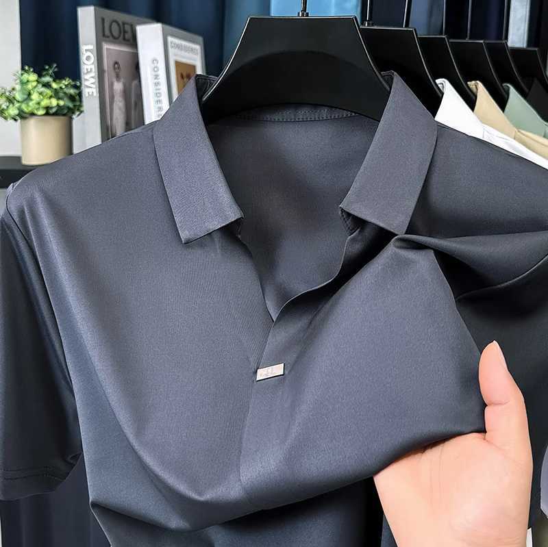 High quality summer new business hot stamping mens short sleeved long sleeved polo shirt with a stylish casual collar and luxurious cut collar W250414