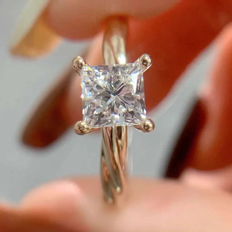 1 2 3 4 5 Carat Au750 18K White Gold Ring luxurious princess shape moissanite Diamonds Wedding Engagement Anniversary Gift Ring