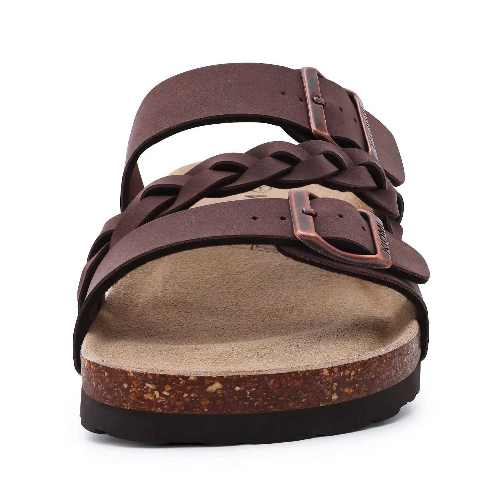 Litfun Classic Womens Cork Slippers With Arch Support Lady Summer Cork Sandals Trendy Slip-On Slippers With Adjustable Buckle W250414