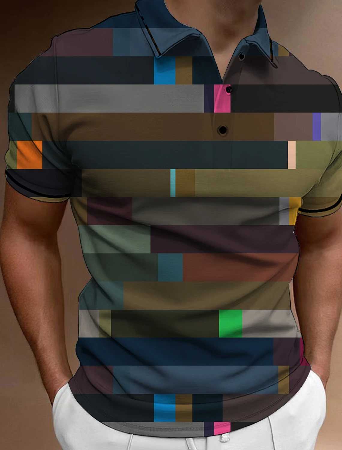 Summer fashion mens button polo shirt casual short sleeved mens polo T-shirt mens street top mens golf clothing W250414