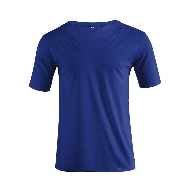 2023 summer mens T-shirt clothing mens V-neck solid color large casual short-sleeved T-shirt