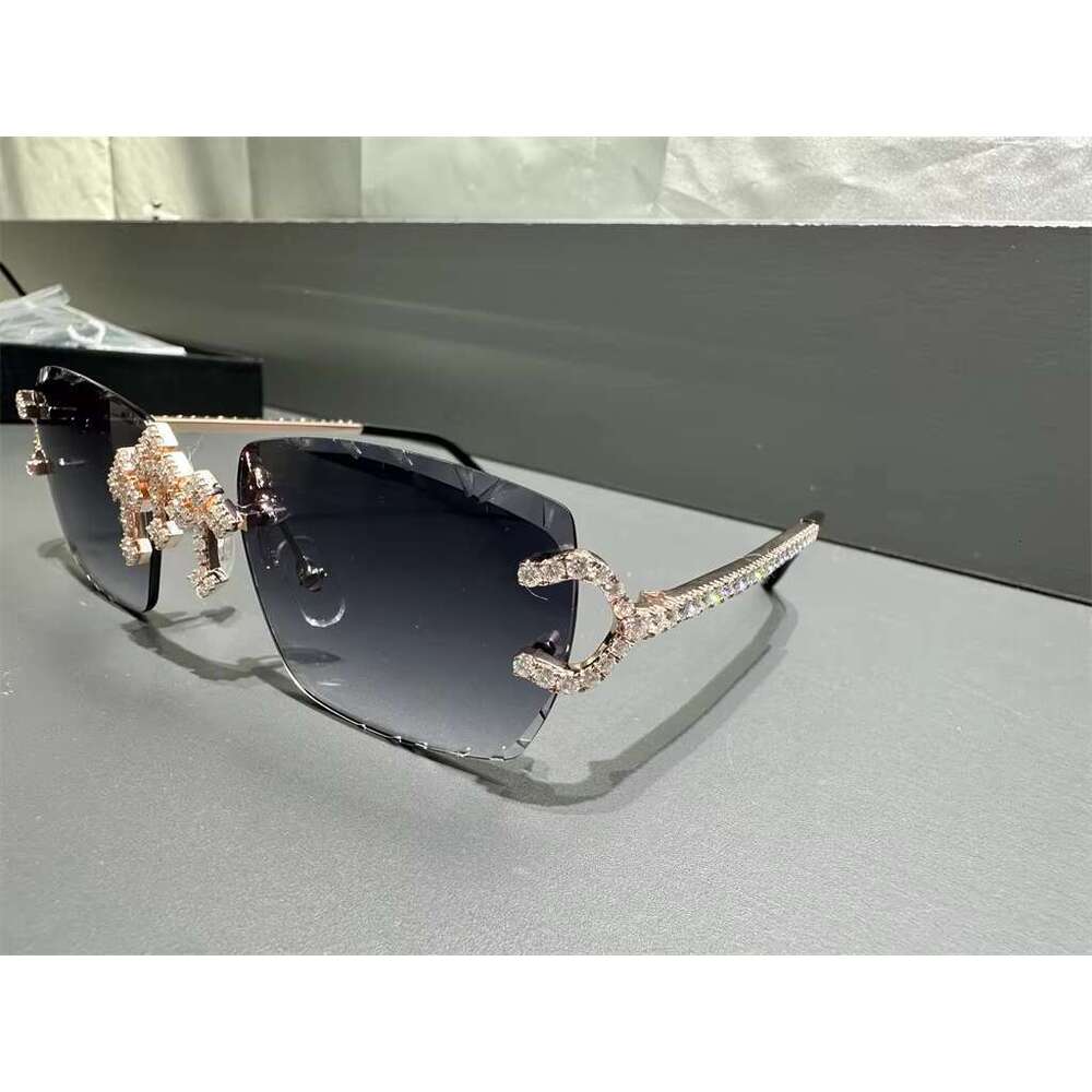 2025Factory Rectangle Glasses Sun Frame Women Men Sunglasses Moissanite Dia SunglassMoissanite sunglasses