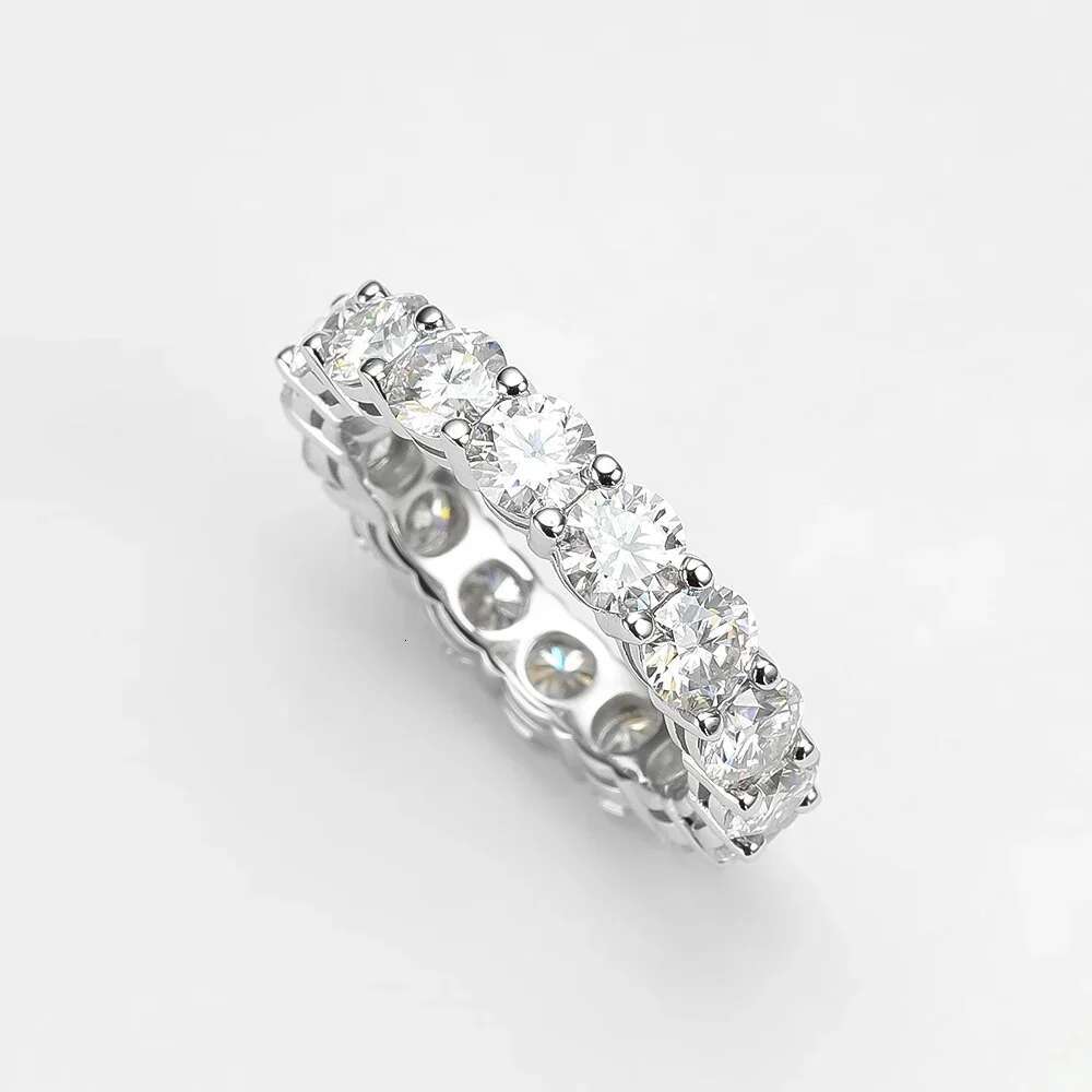 2.2 CT Moissanite Eternity Rings for Women Men 925 Sterling Silver Plated 18k Yellow Gold Diamond Engagement Ring Wedding Band