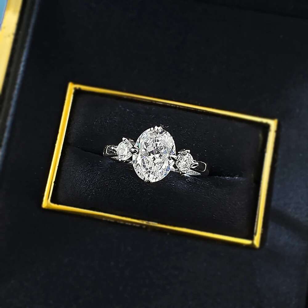 2Carat Oval Cut Moissanite Engagement Rings with Certificate 925 Sterling Silver Diamond Wedding Ring for Women Fine Jewelry