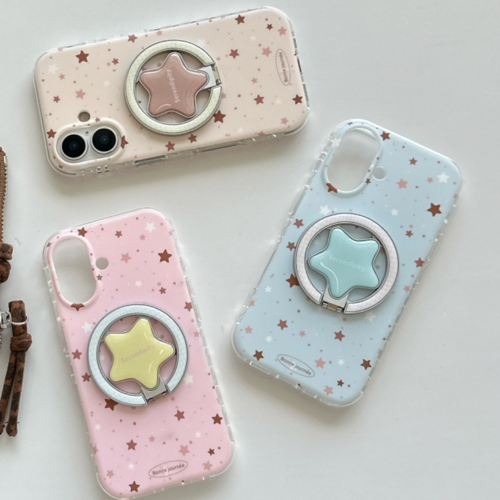 Solid Color Magnetic Star Phone Case Compatible with iPhone 17/16 Pro Max Simple Stand iPhone 15/14 Niche