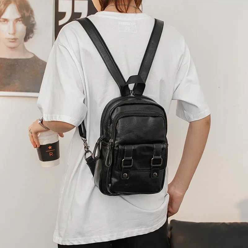 Lightweight Multifunction Mens Backpack Fashion Chest Bag Small Shoulder Bags For Men Crossbody Bag PU Leather Small BackpacksW251113