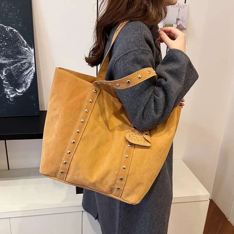 Deerskin Veet Leather Handbag High Quality Female Large Capacity Underarm Satchel Tote Bag Designer Women Shoulder Bags