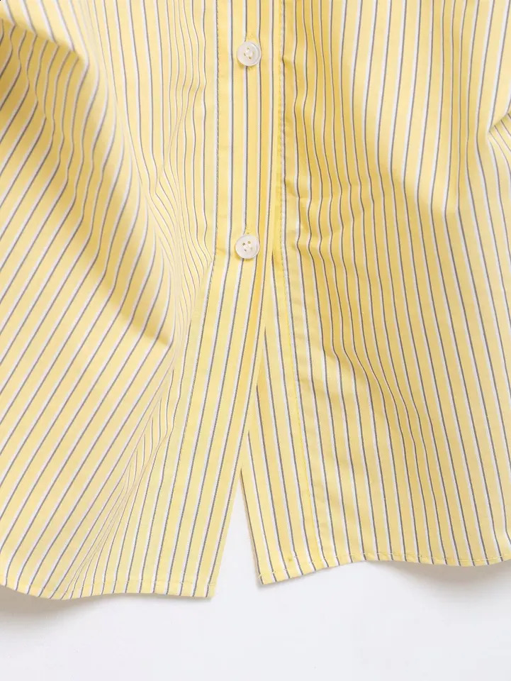 TRAFZA Women Casual Loose Shirt Butter Yellow Shirts 2025 Spring Summer Holidays High Street Shirts Versatile Shirt 250411