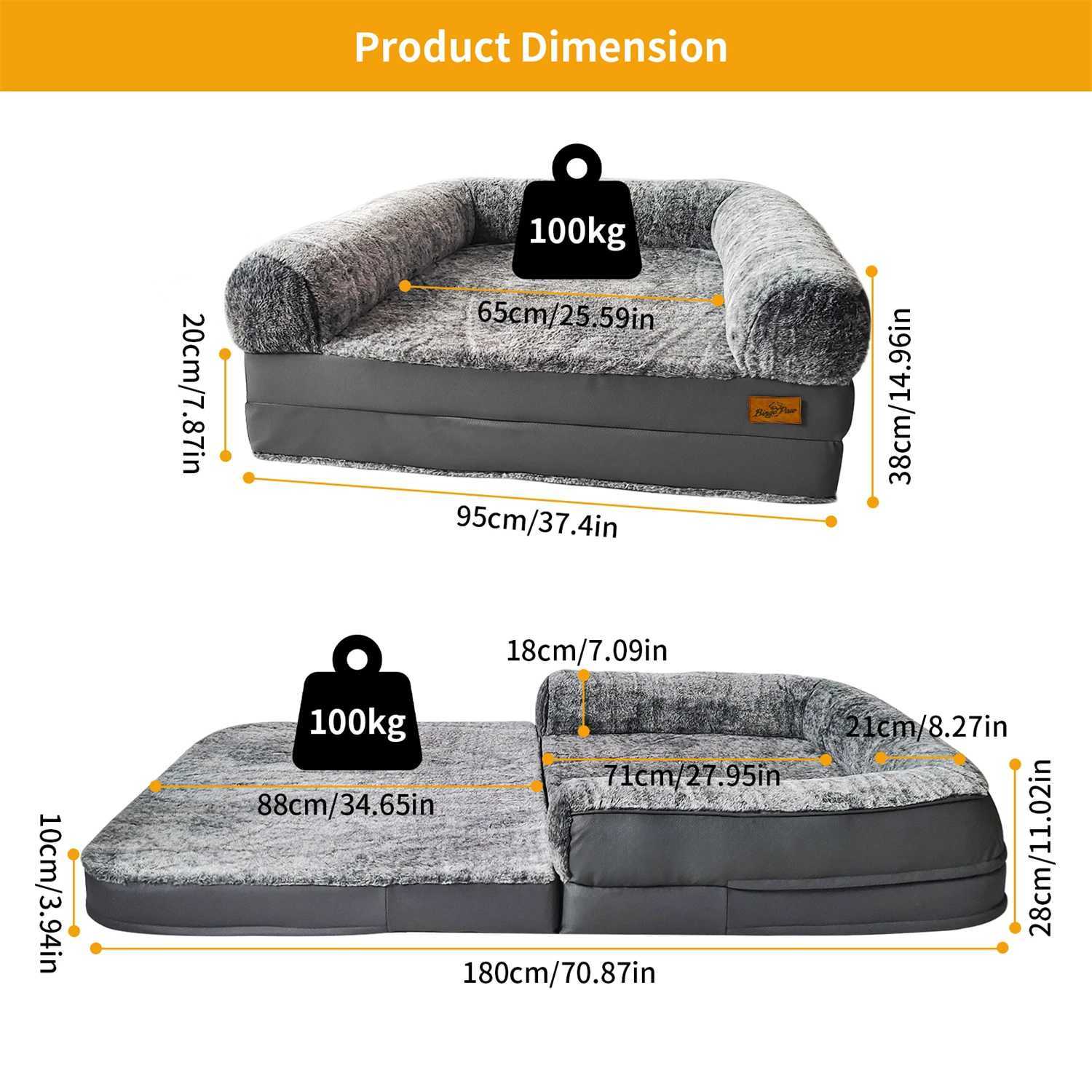 180cm human sized dog bed suitable for adults and pets for napping foldable and calm pet bed plush cover orthodontic sponge base X250412