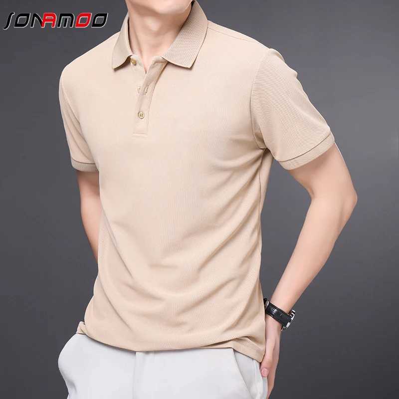 Mens solid color casual fashion short sleeved polo shirt summer comfortable top W250414