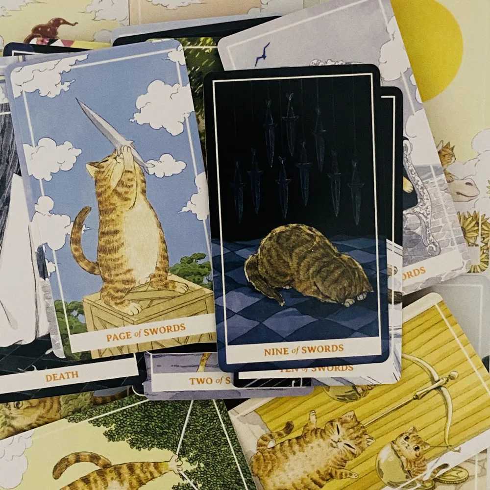 Sunny Orange Cat Tarot Deck 78PCS English Cute Kitten Tarot cards Divination Edition Deck Borad for Cat Lovers C251114