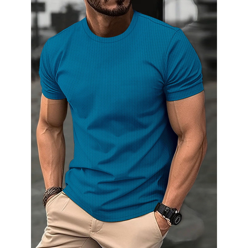 2025 high-end mesh ice silk short sleeved T-shirt mens round neck summer solid color new nylon sliding T-shirt