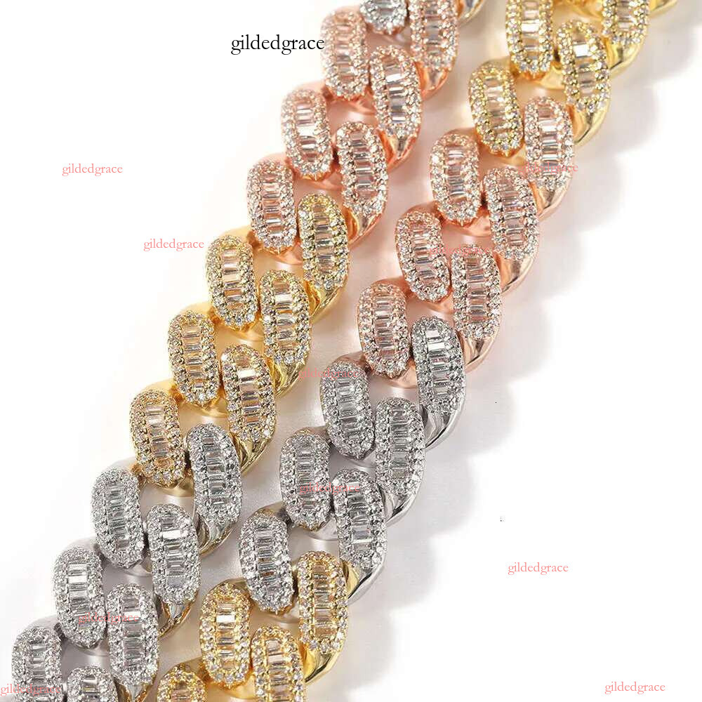 Wholesale 10K 14K Solid Real Gold 8MM Cuban k Chain Bracelet Iced Out Hip Hop Moissanite Necklace Fine Jewelry Men Women N28