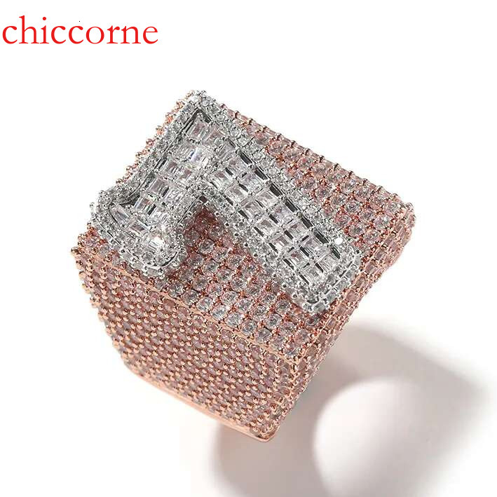 Hip Hop DIY Custom Nubmers Lettes Ring Real Gold Plated Mens Jewelry Gift