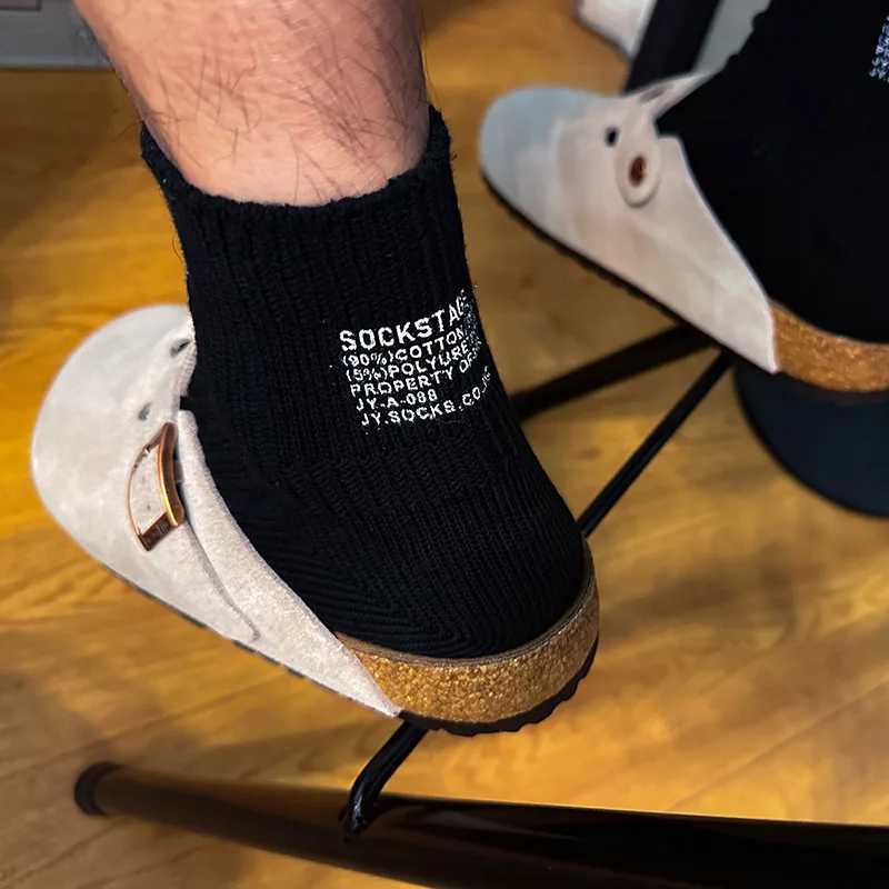 Punk mens cotton low cut socks breathable summer crew socks sports running anti slip Japanese thick needle ankle socks W250414
