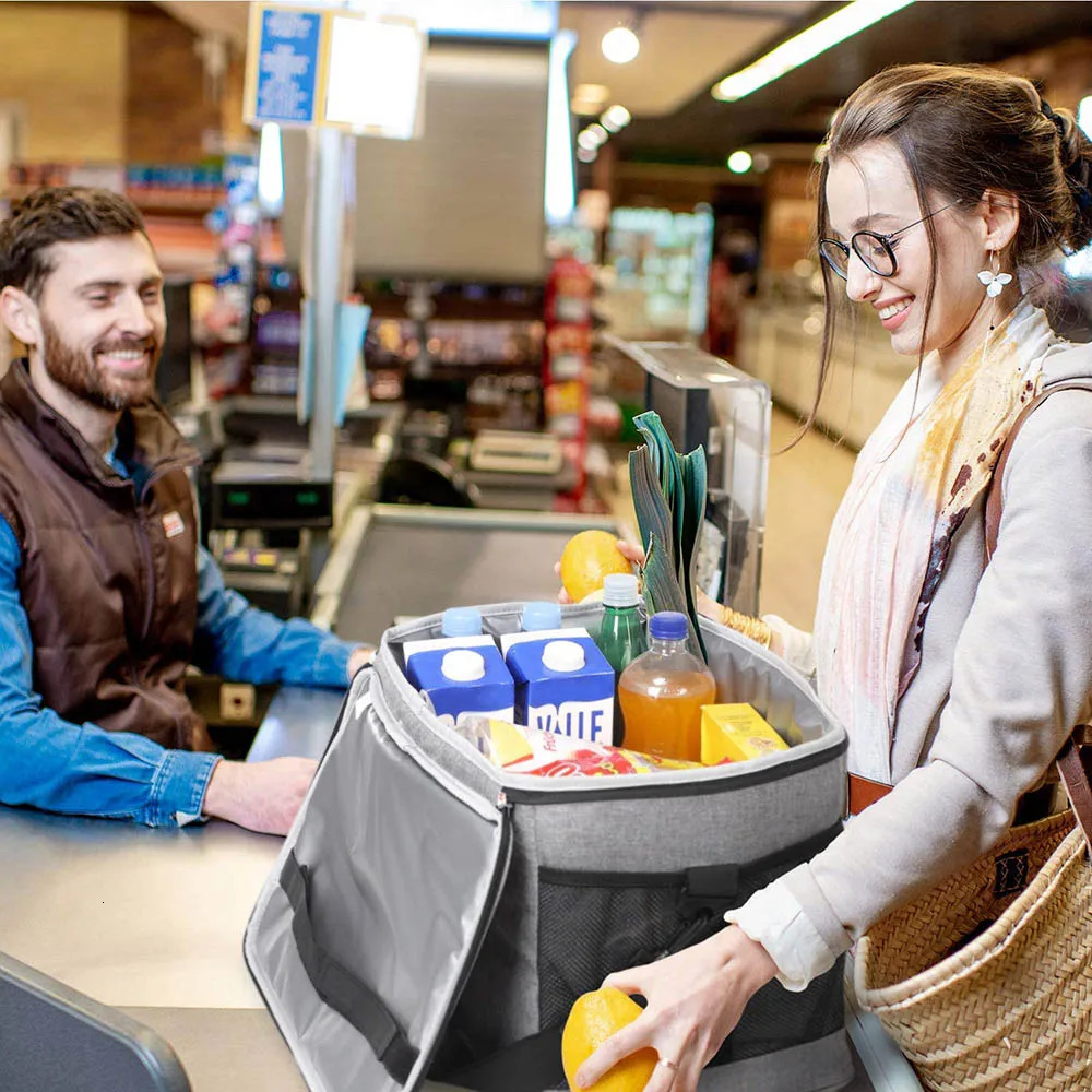 32L Soft Cooler Bag with Hard Liner Large Insulated Picnic Lunch Bag Box Cooling Bag for Camping BBQ Family Outdoor Activities 250407