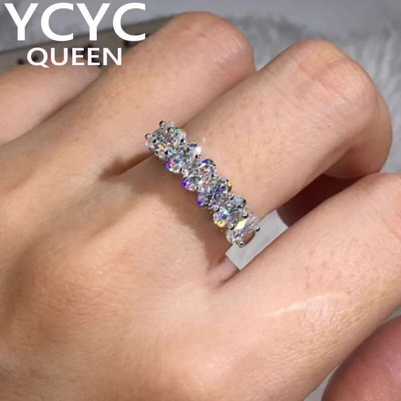 Real Platinum PT950 Gold Ring Women Engagement Anniversary Wedding Ring Oval Moissanite Diamond Ring Flower Trendy