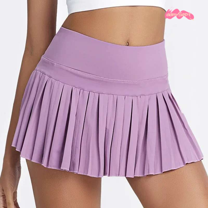 Safe Tennis Skirts XS-XXL Gym Golf Running Pleated Pantskirt SEXY Women Sports Fiess Shorts Pocket High Waist Skort Lulu skirt ddmySept