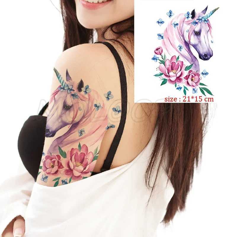 Waterproof temporary tattoo sticker horse animal hair tattoo water transfer fake tattoo flash tattoo female and child 14.8 * 21 cmXJ25414