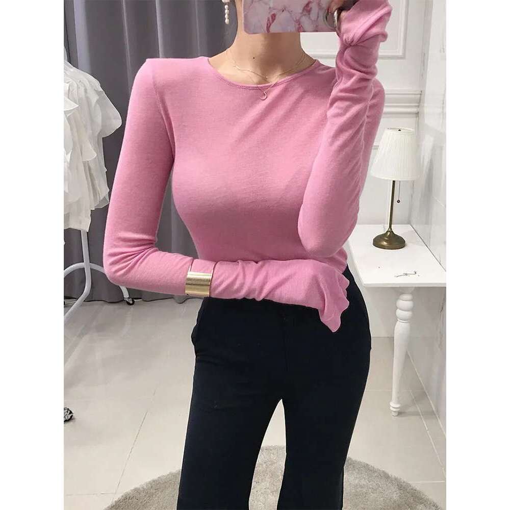 Sexy Women T-Shirt Long Sleeve Korean Style Slim Basic Elasticity Tshirt Top Womens Clothing T Shirt Femme