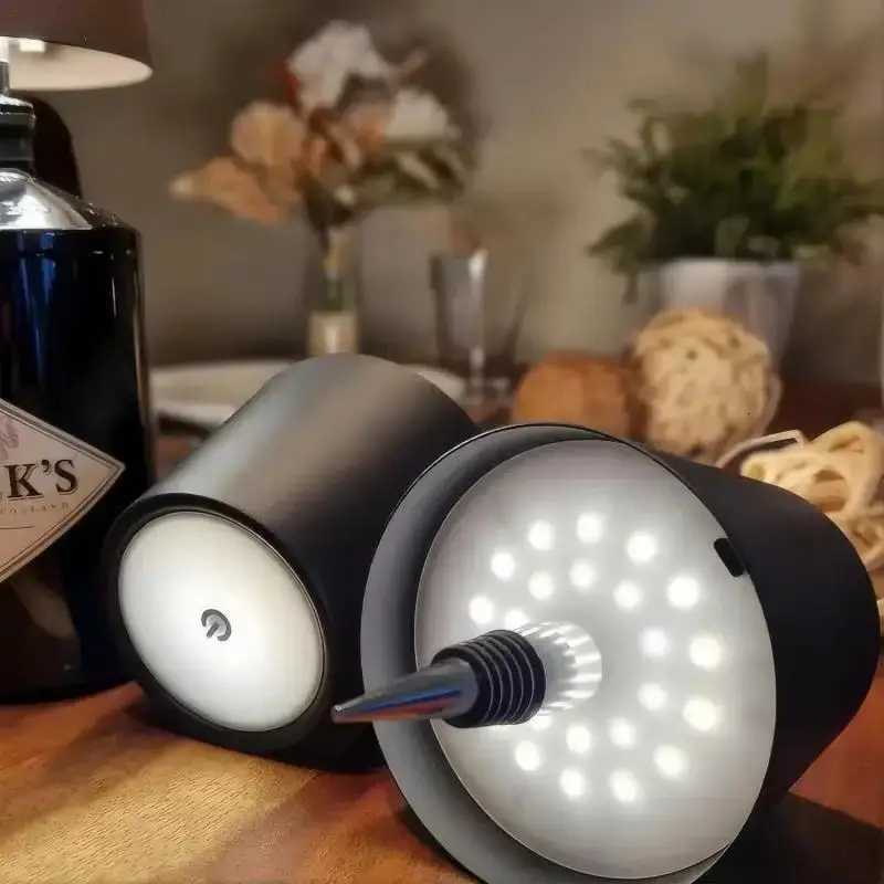 Wine Bottle LED Wireless Table Lamp 3-color Infinitely Dimmable USB Rechargeable Dining Table Lights Beverage Lamp Top touch M251114