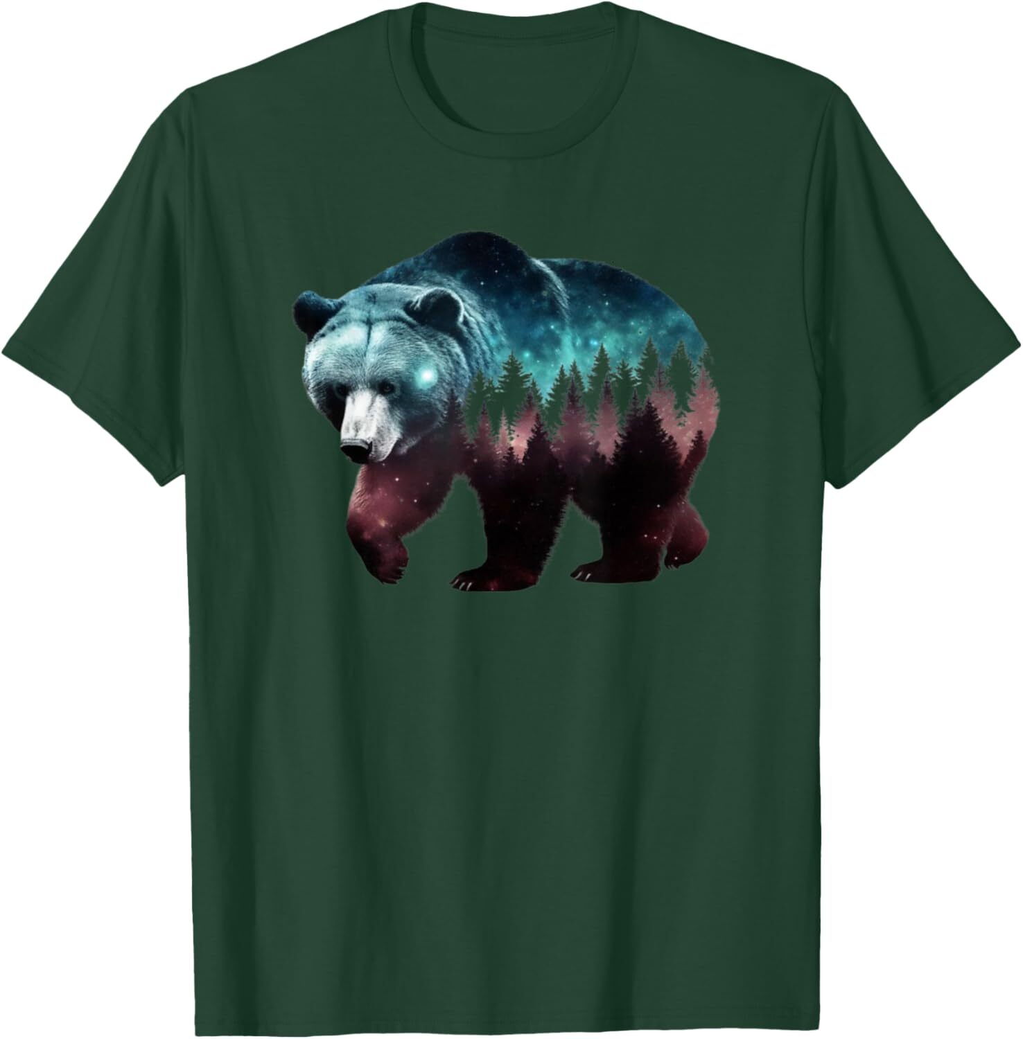 T shirt for Mens Bear Double Exposure Surreal Wildlife Animal Tee Graphic Tee Casual Tops Clothes Short sleeve cool fashion