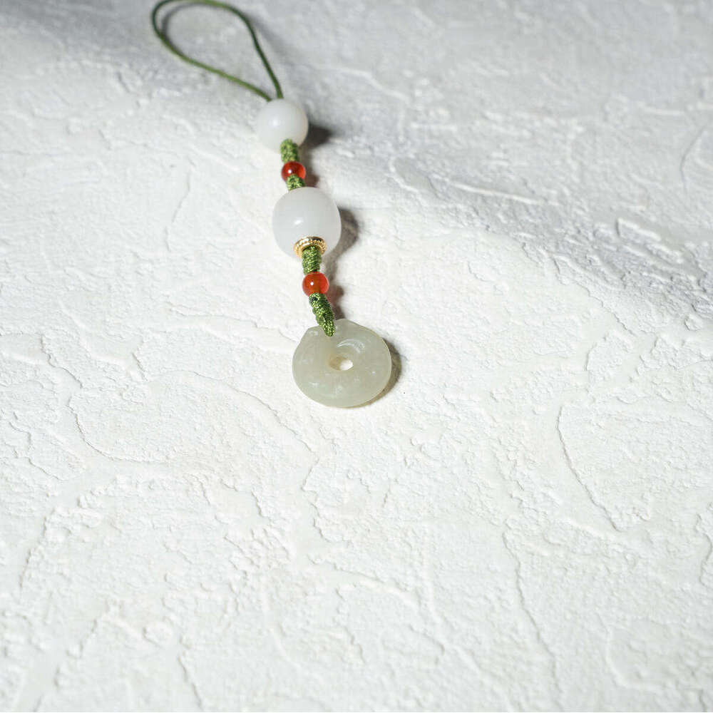 Dunhuang Misty River Agate Hetian Jade Bodhi Necklace Natural Stone Pendant for Peace and Protection Adjustable Cord